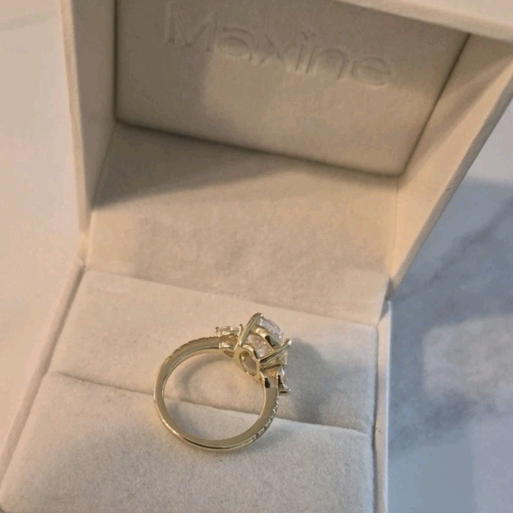 Maxine 3.5 Carat Oval Cut Cubic Zirconia Gold Plated 925 Engagement Ring, 4.5 - Picture 11 of 12